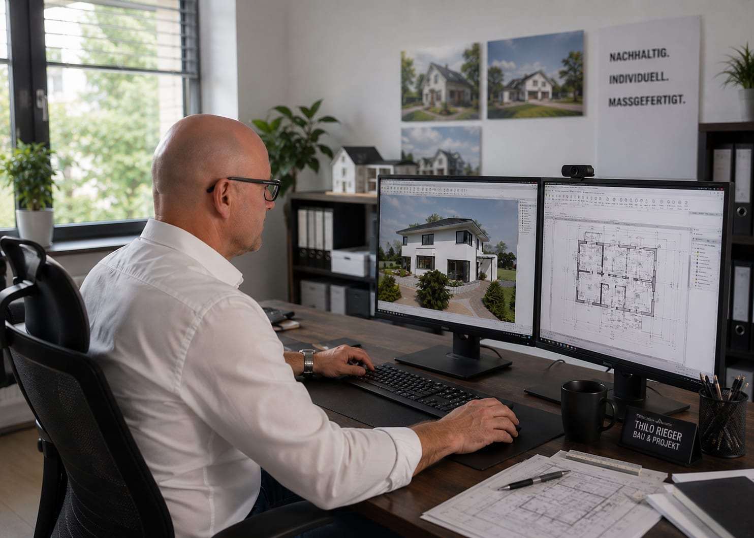 Thilo Rieger plant ein Haus am CAD-Bildschirm