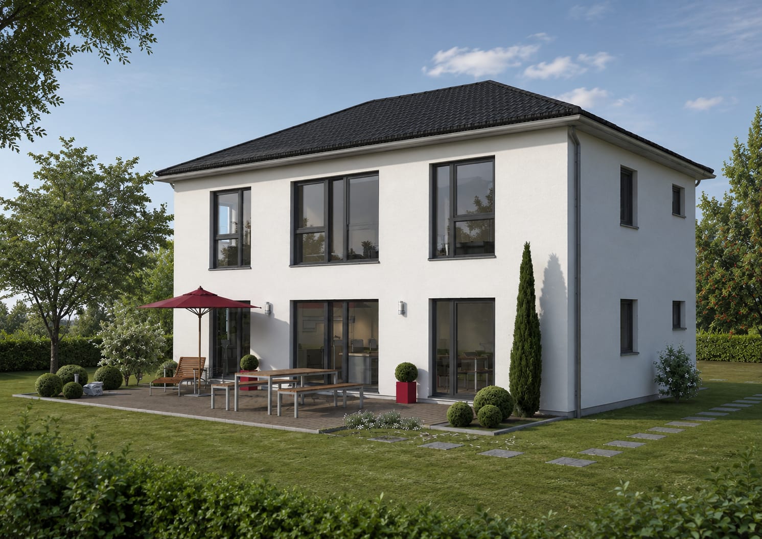 Stadtvilla mit Walmdach über zwei Vollgeschosse